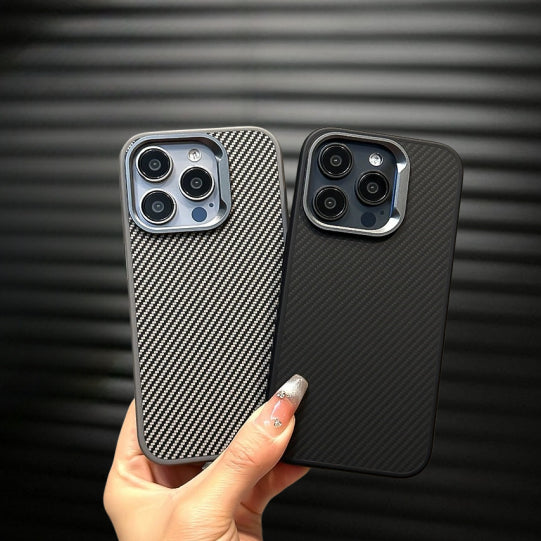 iPhone 15 Pro Soft Carbon Fiber Texture Sleek Matte Case - Titanium Gray