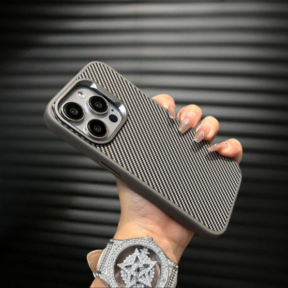iPhone 15 Pro Soft Carbon Fiber Texture Sleek Matte Case - Titanium Gray