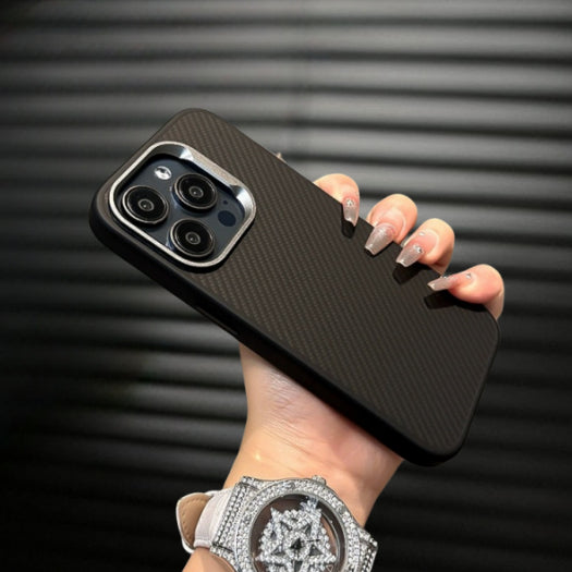 iPhone 15 Pro Soft Carbon Fiber Texture Sleek Matte Case - Black